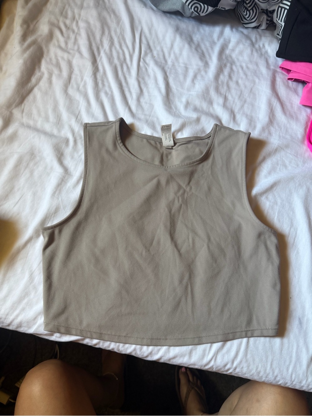 Yogalicious Crop Tank Top in Taupe